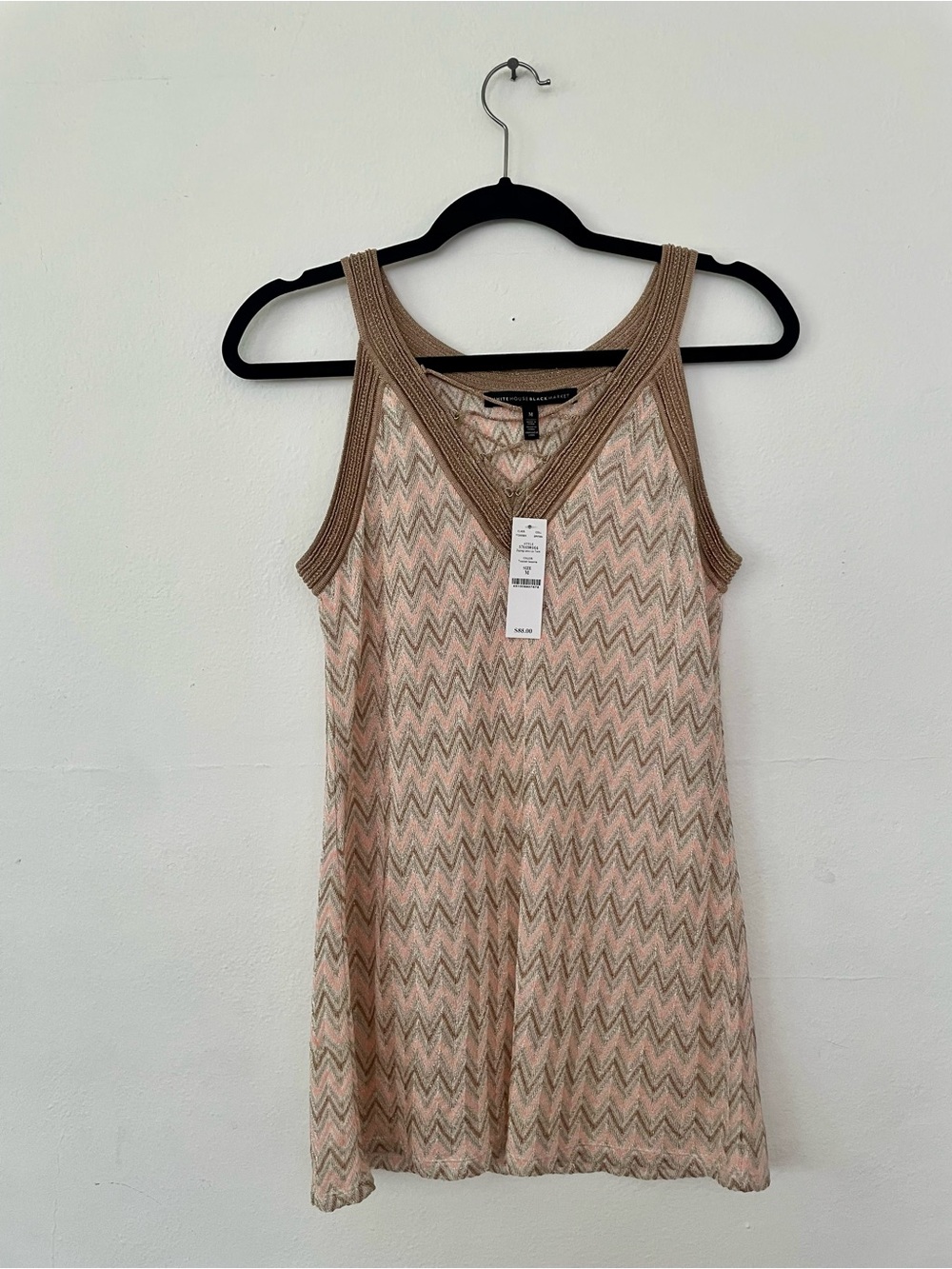 NWT - White House Black Market Zigzag Lace Up Tank